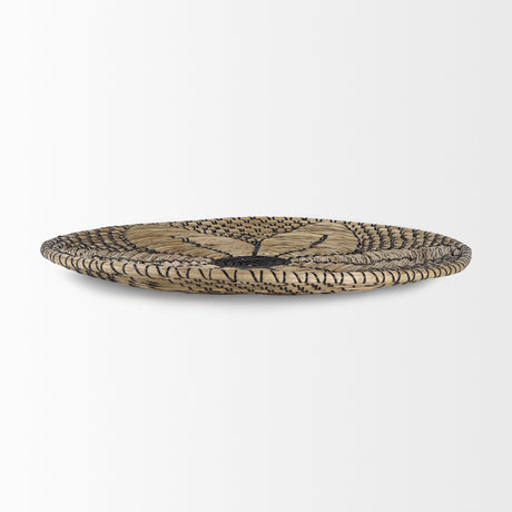 Mekhi 24.0L x 24.0W x 3.5 Light Brown Seagrass W/Black String Round Wall Hanging Plate from Mercana - Luna Furniture