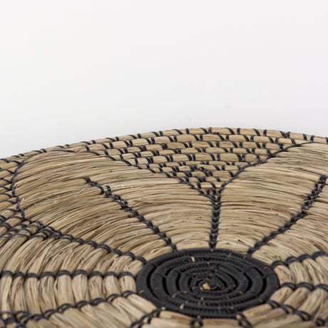 Mekhi 24.0L x 24.0W x 3.5 Light Brown Seagrass W/Black String Round Wall Hanging Plate from Mercana - Luna Furniture