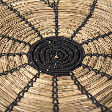 Mekhi 24.0L x 24.0W x 3.5 Light Brown Seagrass W/Black String Round Wall Hanging Plate from Mercana - Luna Furniture