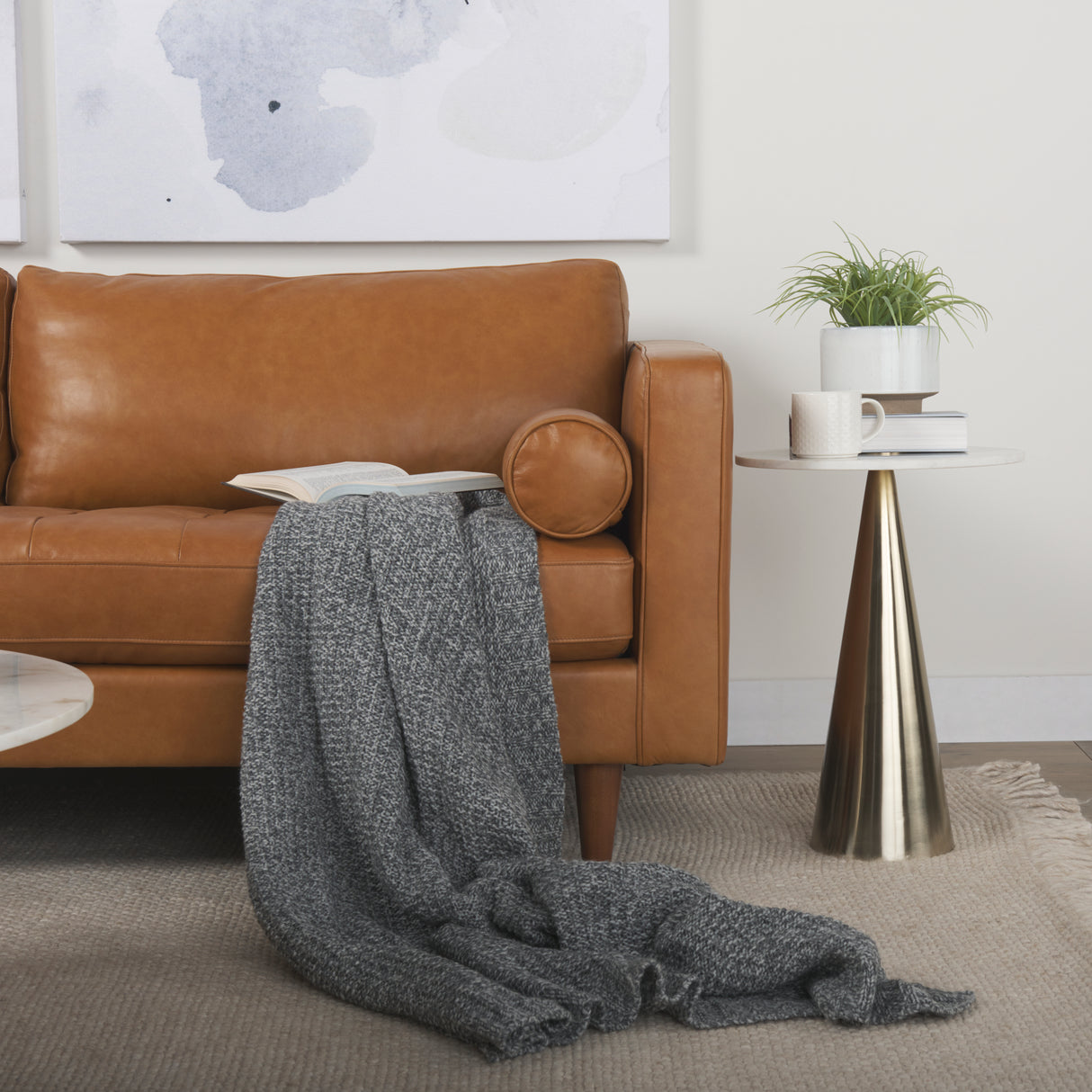 Svend 88.0L x 38.0W x 34.0H Tan Leather Sofa from Mercana - Luna Furniture