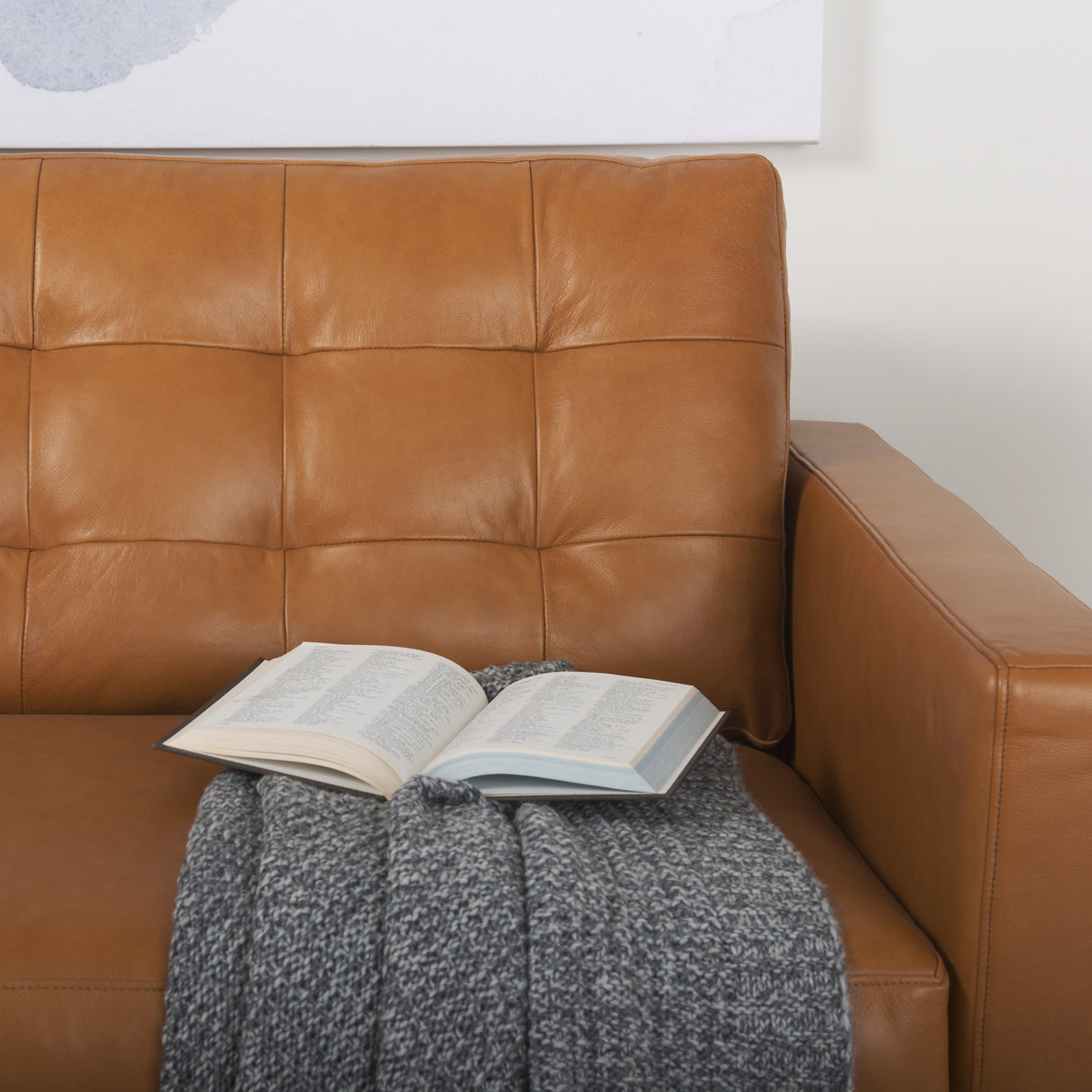 Olaf 88.2L x 37.8W x 35.0H Tan Leather Sofa from Mercana - Luna Furniture