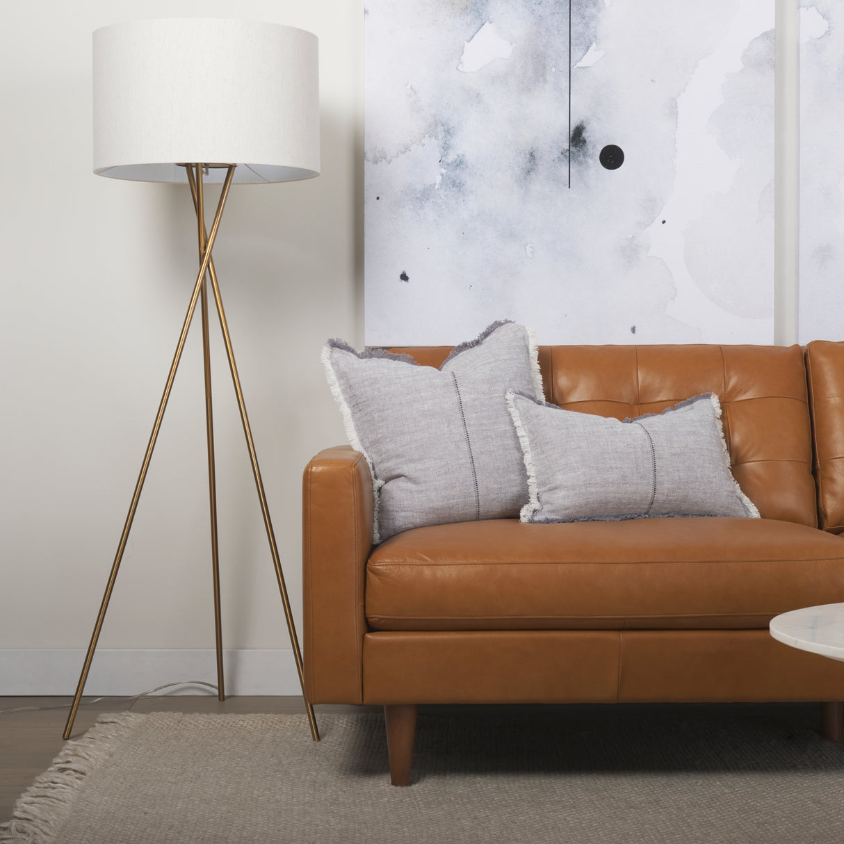 Olaf 88.2L x 37.8W x 35.0H Tan Leather Sofa from Mercana - Luna Furniture