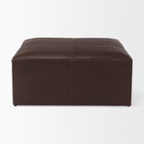 Minara 36L x 36W x 16H Square Dark Brown Leather Wrapped Ottoman from Mercana - Luna Furniture