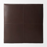 Minara 36L x 36W x 16H Square Dark Brown Leather Wrapped Ottoman from Mercana - Luna Furniture