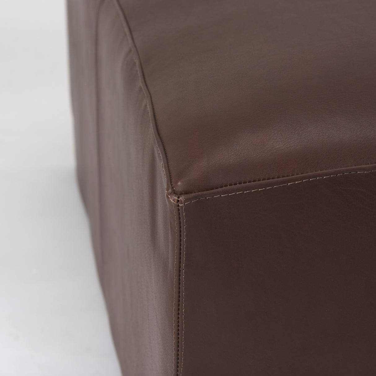 Minara 36L x 36W x 16H Square Dark Brown Leather Wrapped Ottoman from Mercana - Luna Furniture