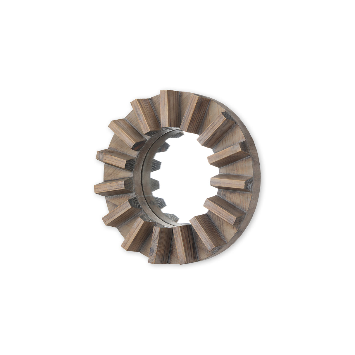 Sprocket 17" Round Brown Wood Frame Mirror from Mercana - Luna Furniture