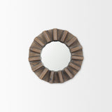 Sprocket 17" Round Brown Wood Frame Mirror from Mercana - Luna Furniture