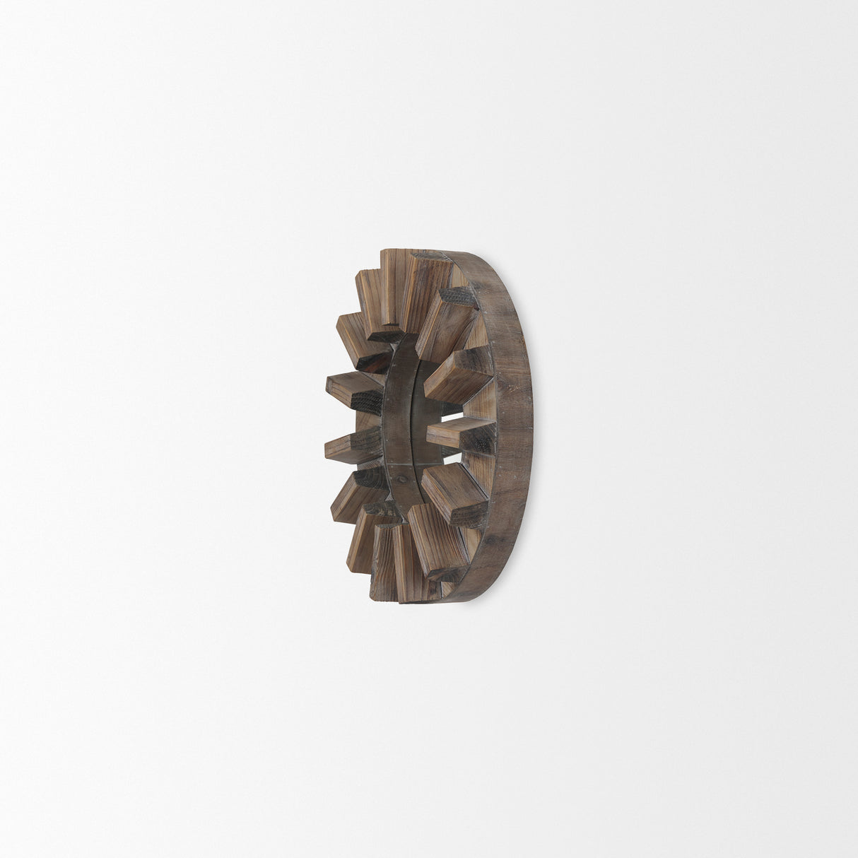 Sprocket 17" Round Brown Wood Frame Mirror from Mercana - Luna Furniture