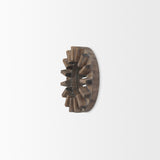 Sprocket 17" Round Brown Wood Frame Mirror from Mercana - Luna Furniture