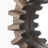 Sprocket 17" Round Brown Wood Frame Mirror from Mercana - Luna Furniture
