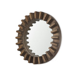 Sprocket 26" Round Brown Wood Frame Mirror from Mercana - Luna Furniture