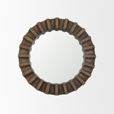Sprocket 26" Round Brown Wood Frame Mirror from Mercana - Luna Furniture