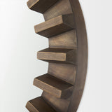 Sprocket 26" Round Brown Wood Frame Mirror from Mercana - Luna Furniture