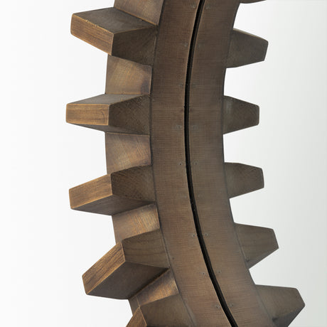 Sprocket 26" Round Brown Wood Frame Mirror from Mercana - Luna Furniture