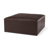 Minara 36L x 36W x 16H Square Dark Brown Leather Wrapped Ottoman from Mercana - Luna Furniture