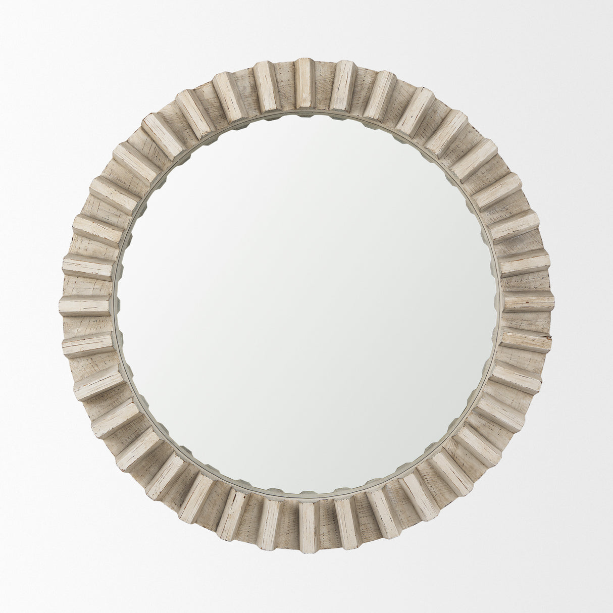 Sprocket Mirror 35" Round Natural Brown Wood Frame Mirror from Mercana - Luna Furniture