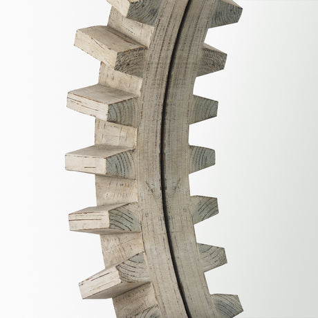 Sprocket Mirror 35" Round Natural Brown Wood Frame Mirror from Mercana - Luna Furniture