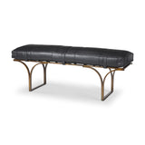 Jessie 55L x 16W Black Leather Seat W/Gold Metal Base Accent Bench from Mercana - Luna Furniture