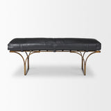 Jessie 55L x 16W Black Leather Seat W/Gold Metal Base Accent Bench from Mercana - Luna Furniture