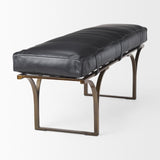 Jessie 55L x 16W Black Leather Seat W/Gold Metal Base Accent Bench from Mercana - Luna Furniture