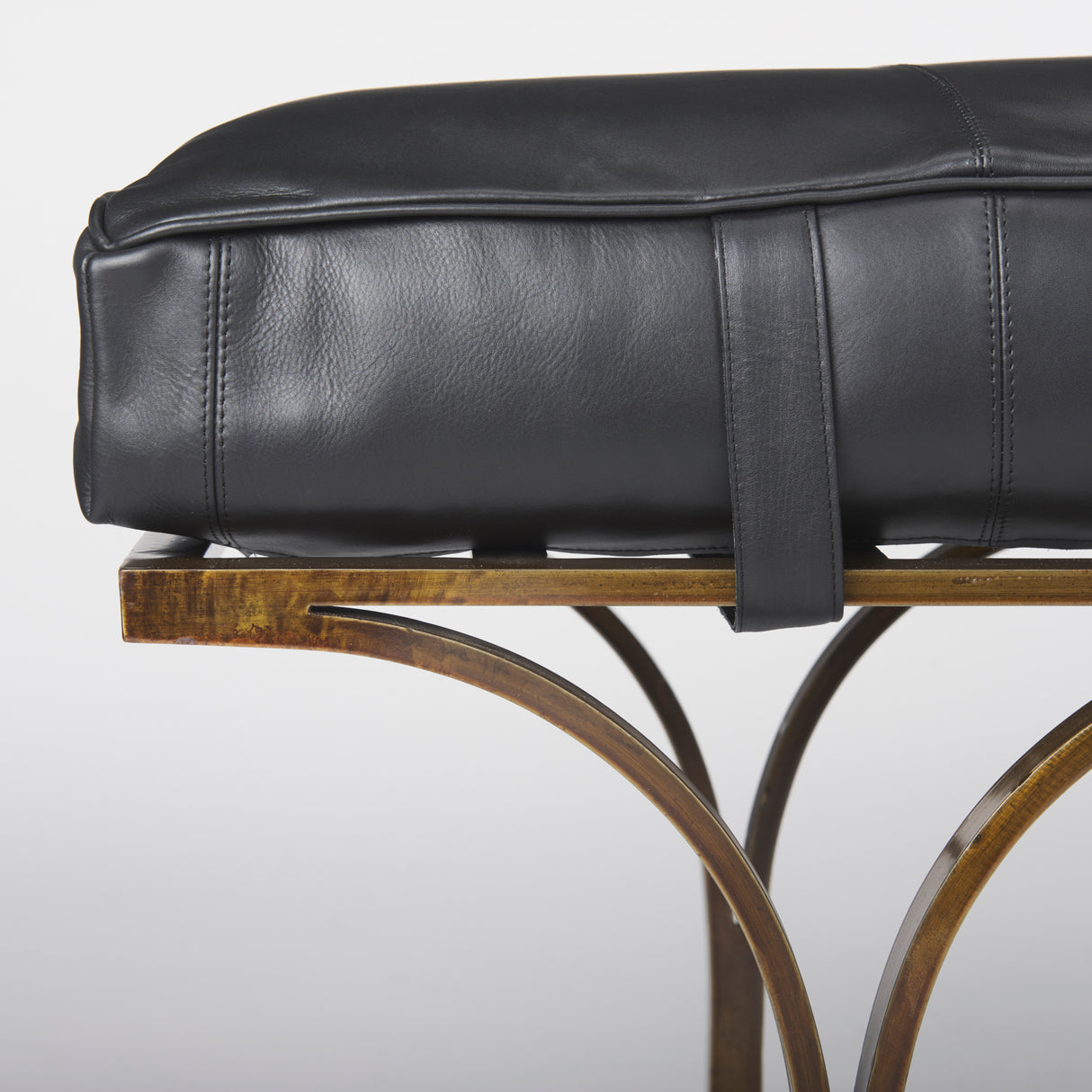 Jessie 55L x 16W Black Leather Seat W/Gold Metal Base Accent Bench from Mercana - Luna Furniture