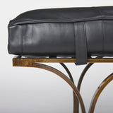 Jessie 55L x 16W Black Leather Seat W/Gold Metal Base Accent Bench from Mercana - Luna Furniture