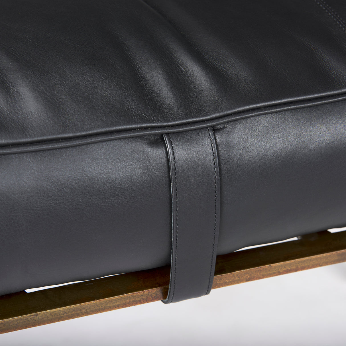 Jessie 55L x 16W Black Leather Seat W/Gold Metal Base Accent Bench from Mercana - Luna Furniture
