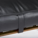 Jessie 55L x 16W Black Leather Seat W/Gold Metal Base Accent Bench from Mercana - Luna Furniture