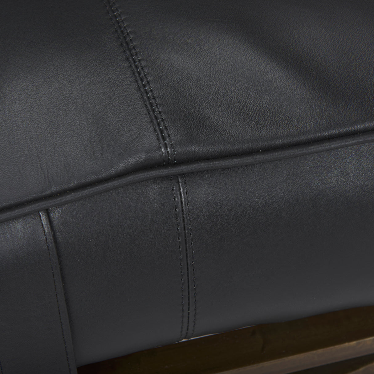 Jessie 55L x 16W Black Leather Seat W/Gold Metal Base Accent Bench from Mercana - Luna Furniture