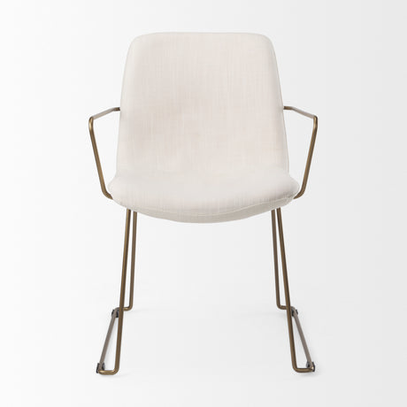 Sawyer Cream Fabric Wrap Gold Metal Frame Dining Chair from Mercana - Luna Furniture