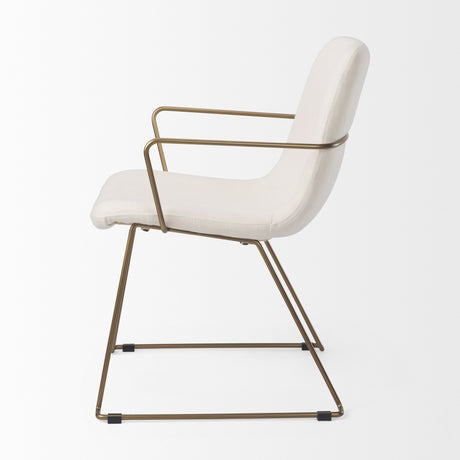 Sawyer Cream Fabric Wrap Gold Metal Frame Dining Chair from Mercana - Luna Furniture