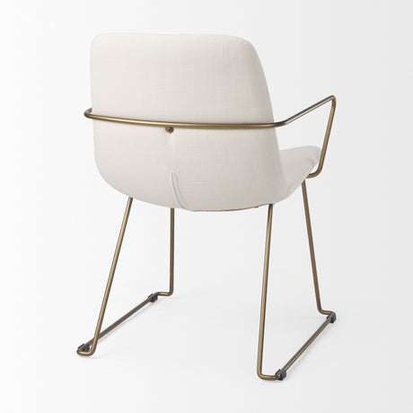 Sawyer Cream Fabric Wrap Gold Metal Frame Dining Chair from Mercana - Luna Furniture