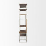 Morris III 47.25 X 15 X 75.5 Brown Wood and Silver Metal Frame 6 Shelf Shelving Unit from Mercana - Luna Furniture
