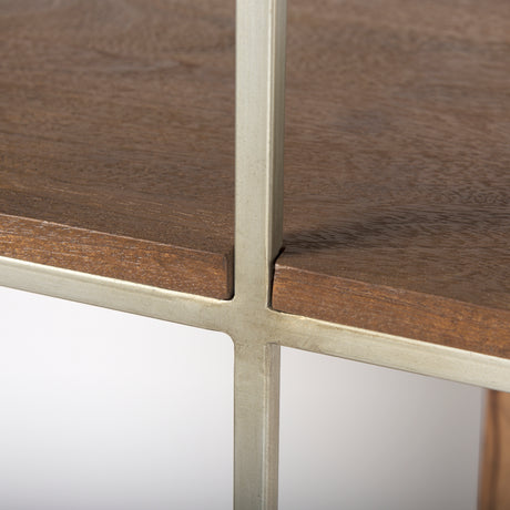 Morris III 47.25 X 15 X 75.5 Brown Wood and Silver Metal Frame 6 Shelf Shelving Unit from Mercana - Luna Furniture