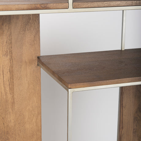 Morris III 47.25 X 15 X 75.5 Brown Wood and Silver Metal Frame 6 Shelf Shelving Unit from Mercana - Luna Furniture