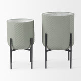 Mabel Set of Two 15.4 x 24.8 Green Top W/ Black Iron Base Plant Stands from Mercana - Luna Furniture