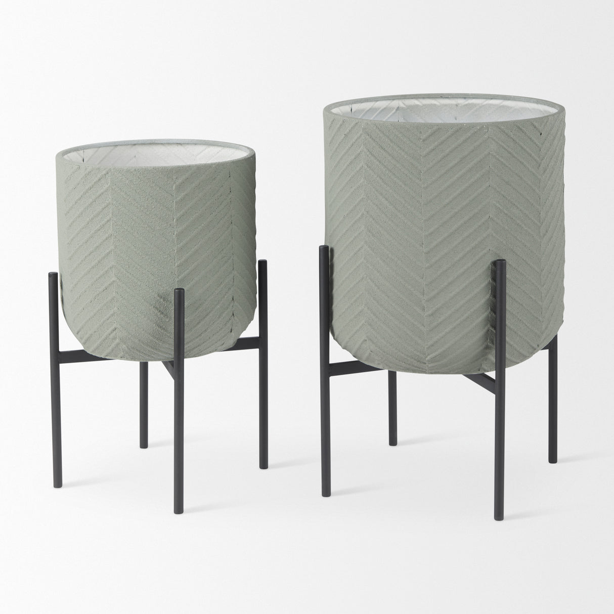 Mabel Set of Two 15.4 x 24.8 Green Top W/ Black Iron Base Plant Stands from Mercana - Luna Furniture