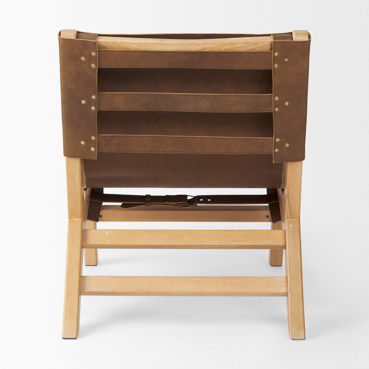 Elodie 24.4L x 33.9W x 30.7H Brown Leather W/Natural Beech Wood Frame Accent Chair from Mercana - Luna Furniture