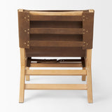Elodie 24.4L x 33.9W x 30.7H Brown Leather W/Natural Beech Wood Frame Accent Chair from Mercana - Luna Furniture