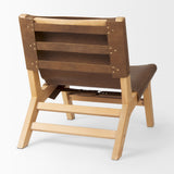 Elodie 24.4L x 33.9W x 30.7H Brown Leather W/Natural Beech Wood Frame Accent Chair from Mercana - Luna Furniture