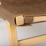 Elodie 24.4L x 33.9W x 30.7H Brown Leather W/Natural Beech Wood Frame Accent Chair from Mercana - Luna Furniture