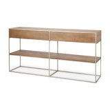 Morris I 63L x 15W x 31H Brown Wood w/ Silver Metal Frame 2 Drawer Console Table from Mercana - Luna Furniture