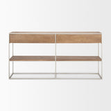 Morris I 63L x 15W x 31H Brown Wood w/ Silver Metal Frame 2 Drawer Console Table from Mercana - Luna Furniture