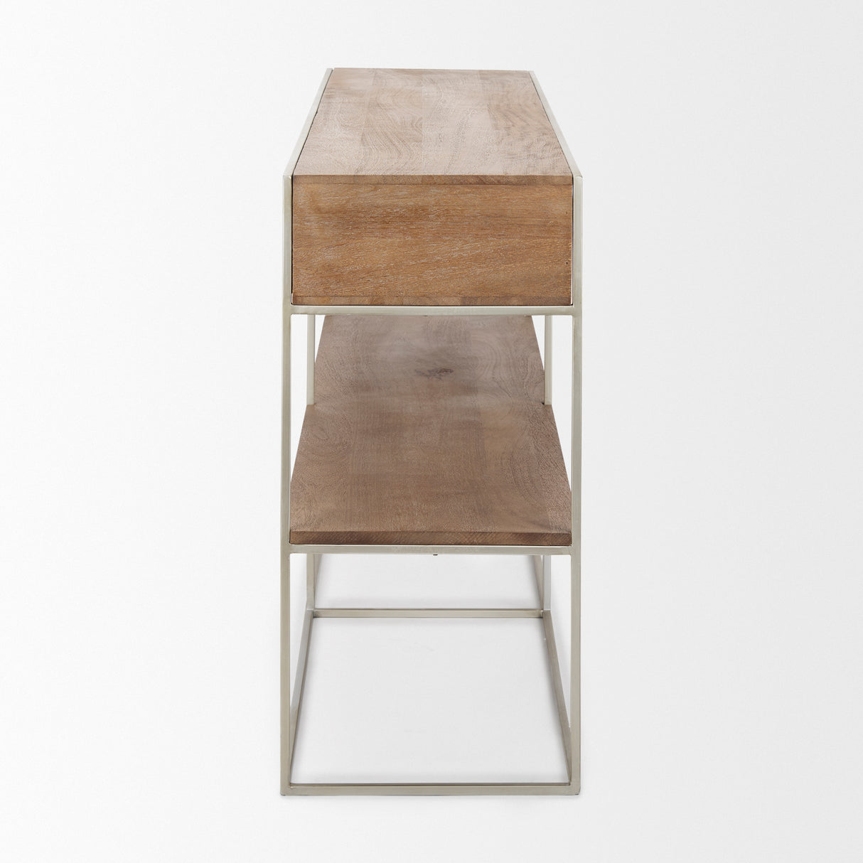 Morris I 63L x 15W x 31H Brown Wood w/ Silver Metal Frame 2 Drawer Console Table from Mercana - Luna Furniture