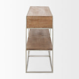 Morris I 63L x 15W x 31H Brown Wood w/ Silver Metal Frame 2 Drawer Console Table from Mercana - Luna Furniture