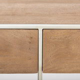 Morris I 63L x 15W x 31H Brown Wood w/ Silver Metal Frame 2 Drawer Console Table from Mercana - Luna Furniture