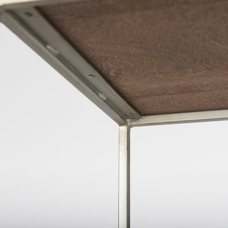 Morris II 19.75 x 15 x 72.5 Brown Wood and Silver Metal Frame 4 Shelf Shelving Unit from Mercana - Luna Furniture