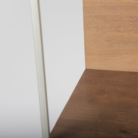 Morris II 19.75 x 15 x 72.5 Brown Wood and Silver Metal Frame 4 Shelf Shelving Unit from Mercana - Luna Furniture