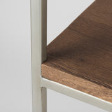Morris II 19.75 x 15 x 72.5 Brown Wood and Silver Metal Frame 4 Shelf Shelving Unit from Mercana - Luna Furniture
