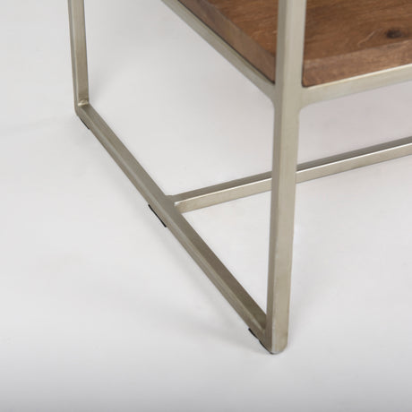 Morris II 19.75 x 15 x 72.5 Brown Wood and Silver Metal Frame 4 Shelf Shelving Unit from Mercana - Luna Furniture